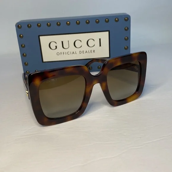 New - Gucci Oversized Square Havana Brown GG0328s 002 Sunglasses s-l400.jpg main image 3